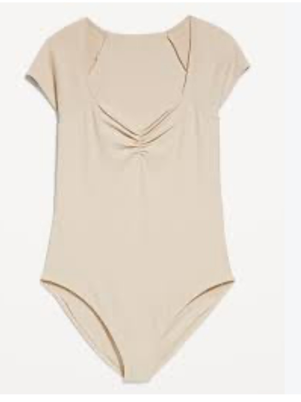 Old Navy Cream Short SleeveRibbed Square-Neck Bodysuit Sz Small